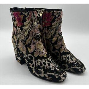 Sam Edelman Taye Ankle Boots Women's 8 Black  Multi Textile Round Toe Zip Block